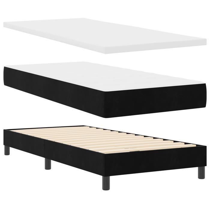 VidaXL Lit avec sommier à ressorts et matelas Noir 90x200 cm Velours 3341452