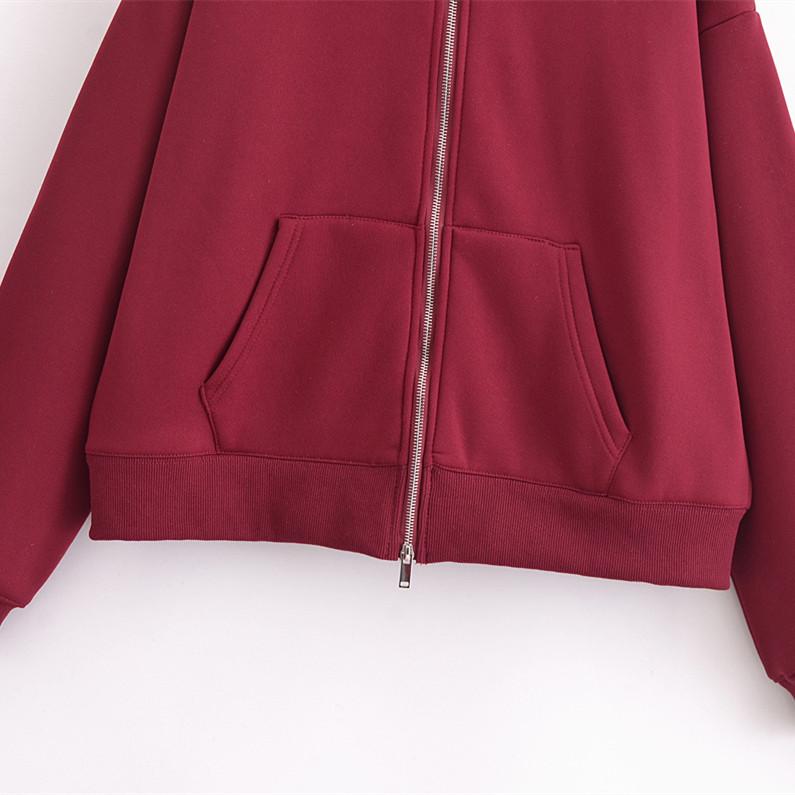 2025 Spring Women's Casual Zipper Sweatshirt Jacket & Flannel Straight-Leg Pants Set