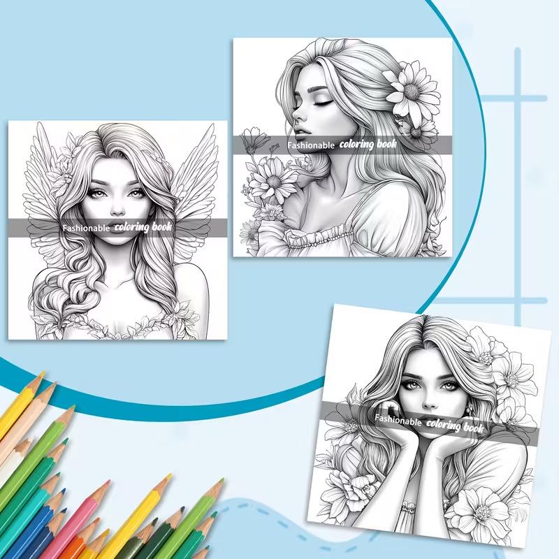 Women's Coloring & Doodle Notebook: Hand-Painted Tracing & Drawing Paper