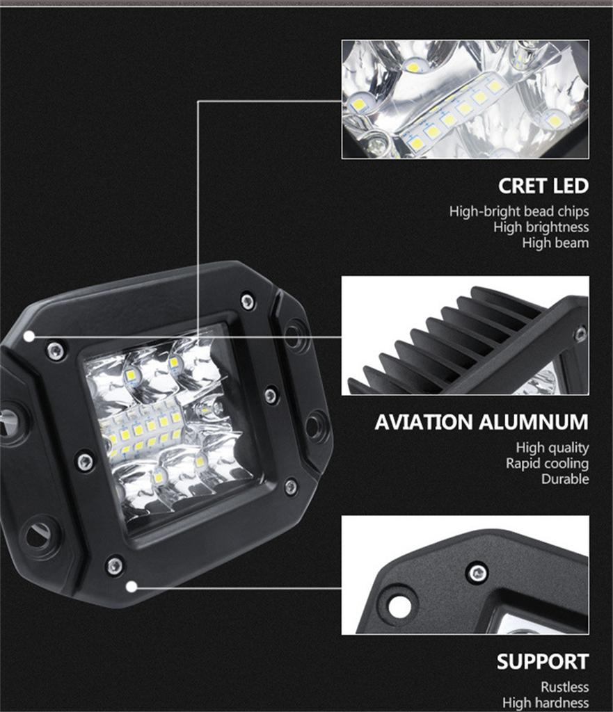 5inch LED Work Light Flush Mount Pods Tri-row IP68 For 1.Trucks/SUVs/Pickups/ --For Ford, GMC, Chevrolet, Dodge,...