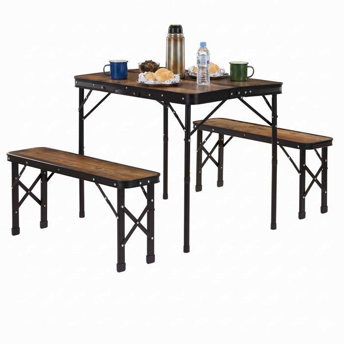 Ensemble camping pliant - SPRINGOS - CS0186 - format valisette - hauteur 40/70 cm - 2 bancs