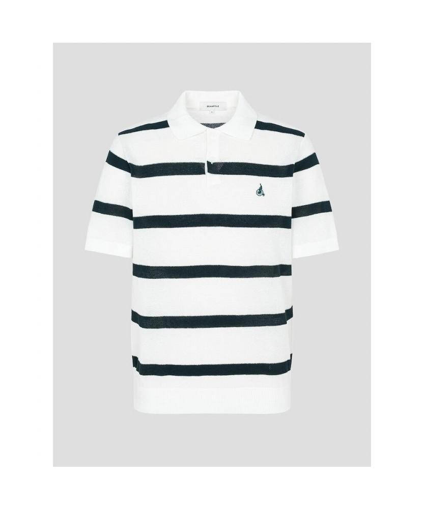 Binpolmen Bold Stripe Collared Neck Knit White (Bc5451C421)