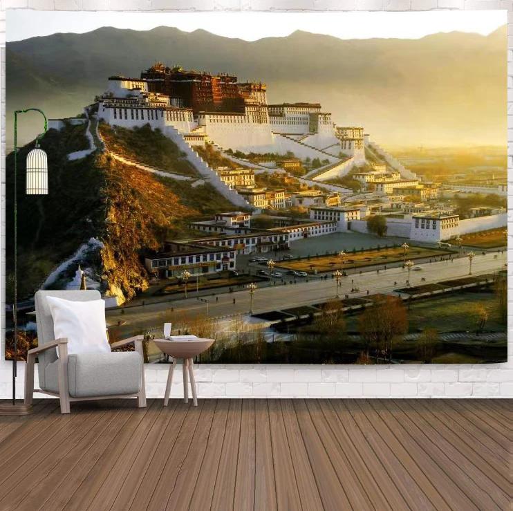 VIKAMA Classical Landscape Pavilion Tapestry Ancient Style Wonderland National Style Zen Art Style Living Room Room Decoration