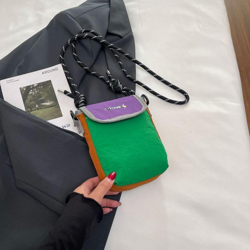 Nylon Crossbody Bag Mini Patch Color Block Design for Women Men Compact Phone Purse for Outdoor Events Travel