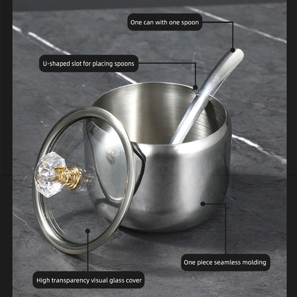 Stainless Steel Condiment Jar Set Light Luxury Spice Organizer  Countertop