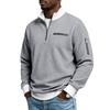 Men's Waffle Textured Half Zip Sweatshirt Stand Collar Long Sleeve Casual Pullover