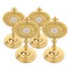 4Pcs Catholic Mini Metal Cross Standing Tabletop Crucifix Base Home Chapel Christian Prayers Decoration Religious Ornament