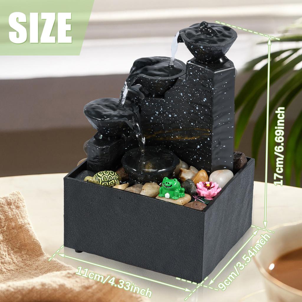 Tabletop Waterfall Decoration Relaxation Meditation Desktop Fountain with Light Office Decorative Creative Flowing Water Ornamen