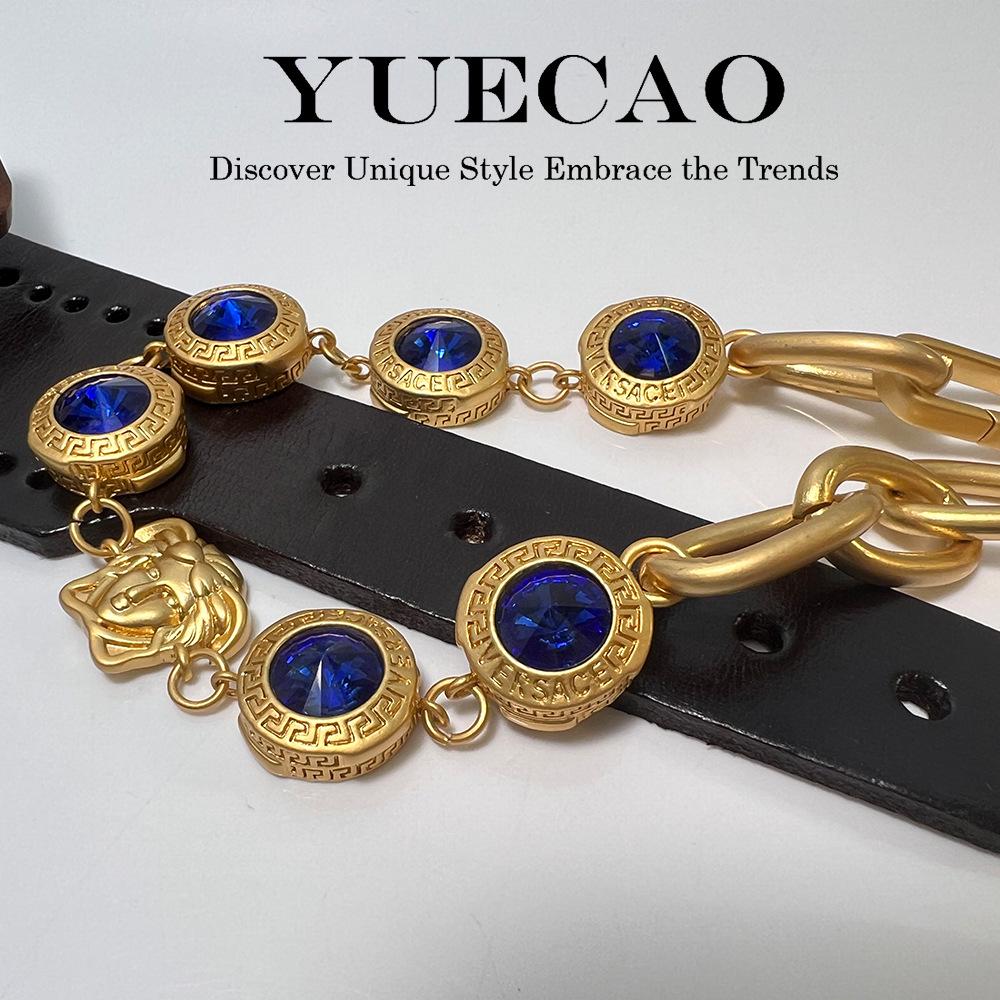 

Комплект из кубинских цепочек и браслета Fanjia из позолоченного золота с сапфирами