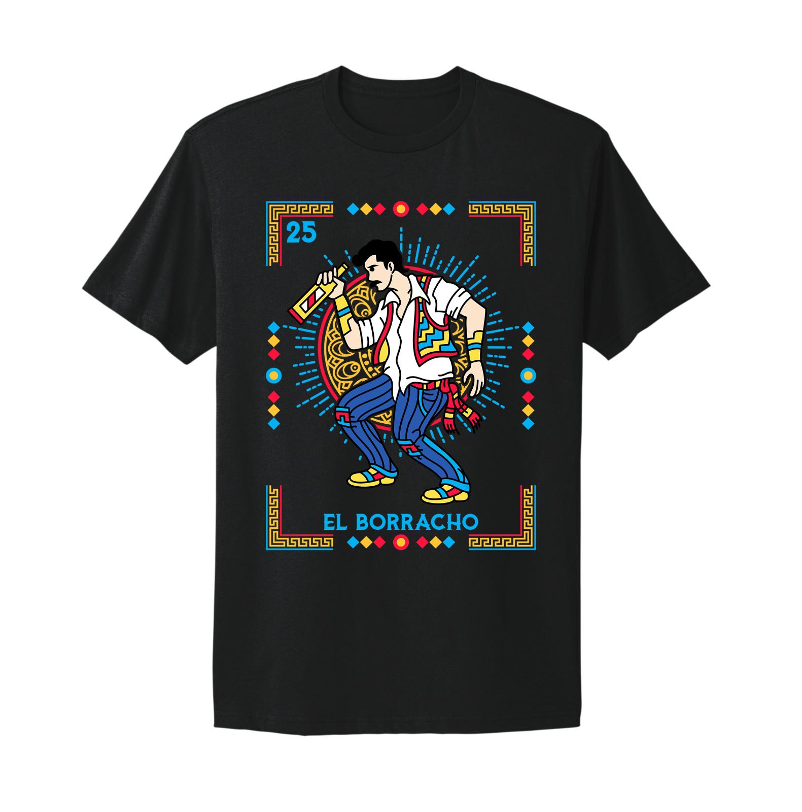 El Borracho Tarjeta Loteria Mexican Bingo T-shirt XXL