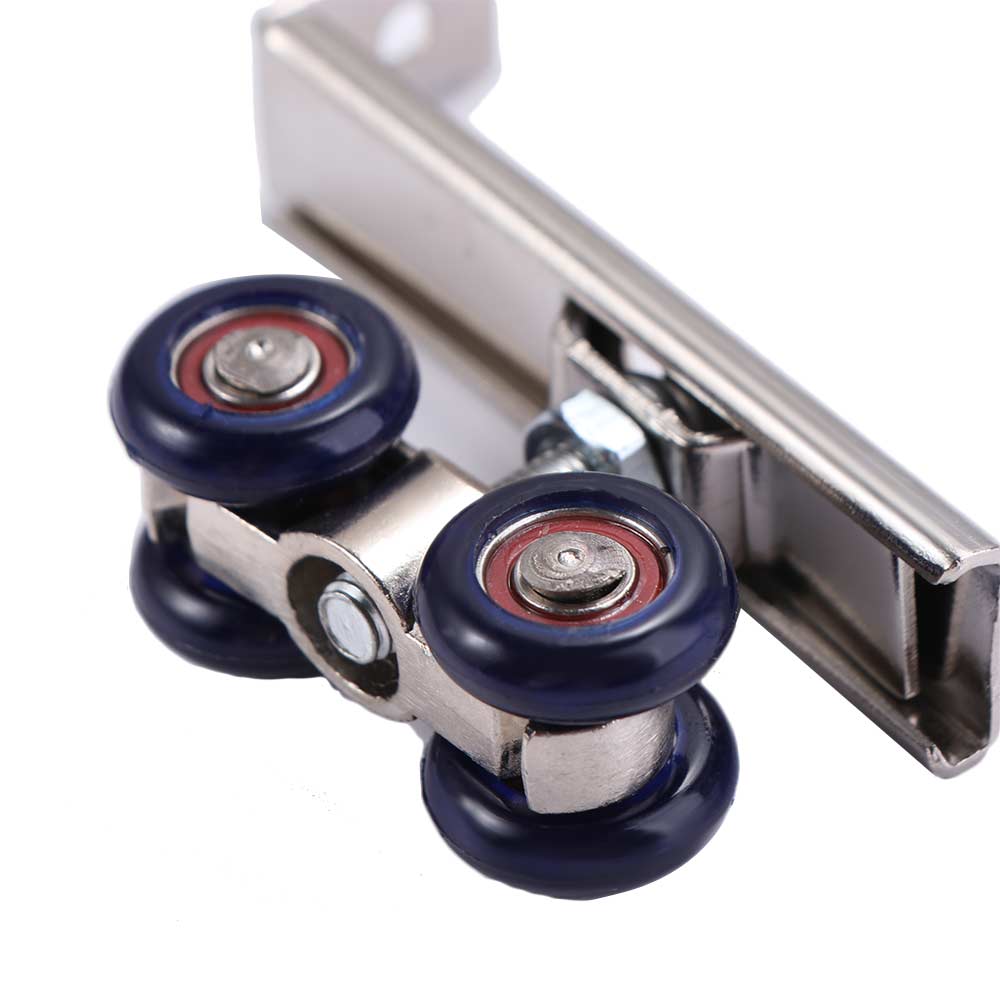 2pcs/set Metal Rail Track Pulley Convenient Hanging Wheels Runners Sliding Door Roller Wood Door