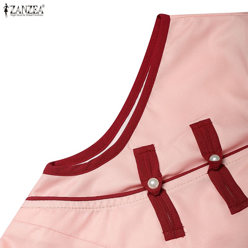 ZANZEA Women Elegant Casual Round Neck Summer Sleeveless Print Dress