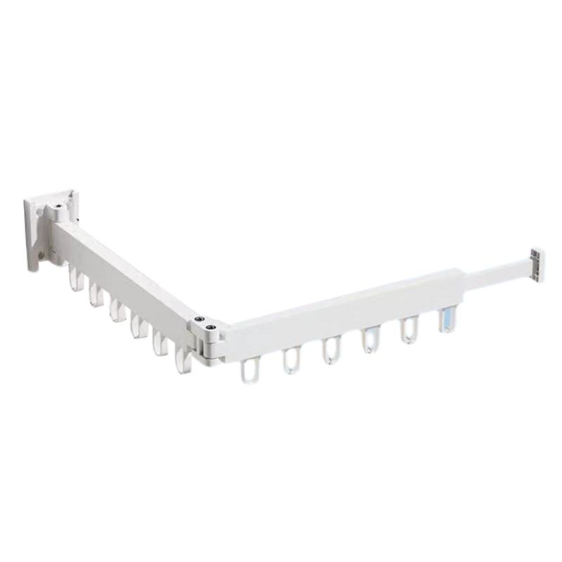 Good-Black Aluminum Retractable Clothes Hanger, 2-Fold Wall Mounted Drying Rack, Space-Efficient Design For Indoor & Outdoor Use