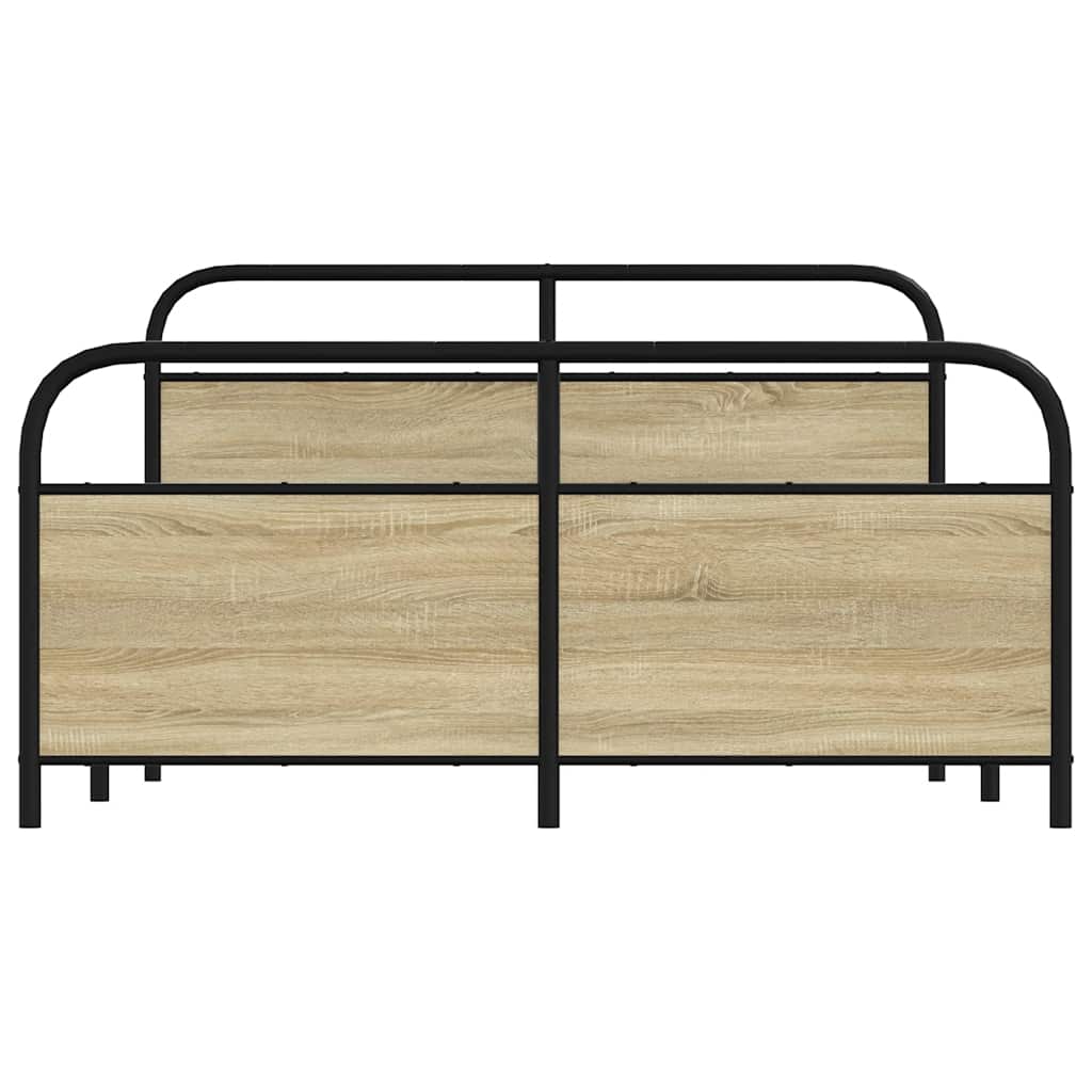 Vidaxl Metal Bed Frame, Without Mattress, Sonoma Oak, 160X200 Cm