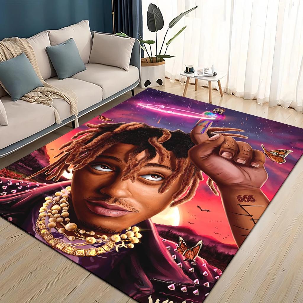 HD Juice WRLD 999 3D Legend Rapper Star Rug Carpet for Living Room Bedroom Home Decor,kids Play Non-slip for Sofa Doormat