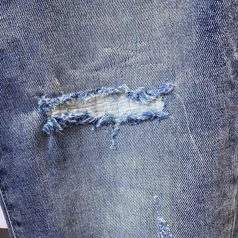 Men's Ripped Slim Fit Straight Jeans - Spring/Summer 2024 Fashion