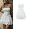 Fall and Winter New Women's Clothing Ins Style off-Neck Sleeveless Cinched Waist Slim-Fit Vacation Lace Tube Top Short Type Dress