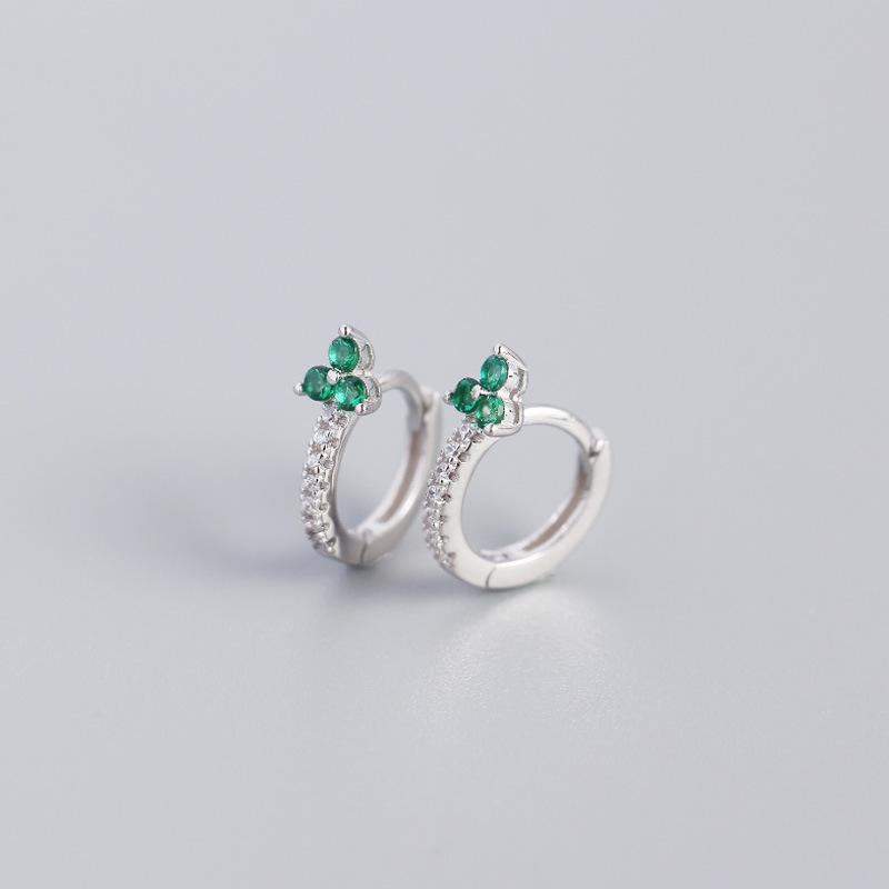 Fashion Jewelry Clover Luxury Zircon Earrings 925 Sterling Silver Earrings 18K Gold Plated Huggie Hoop Earring for Women