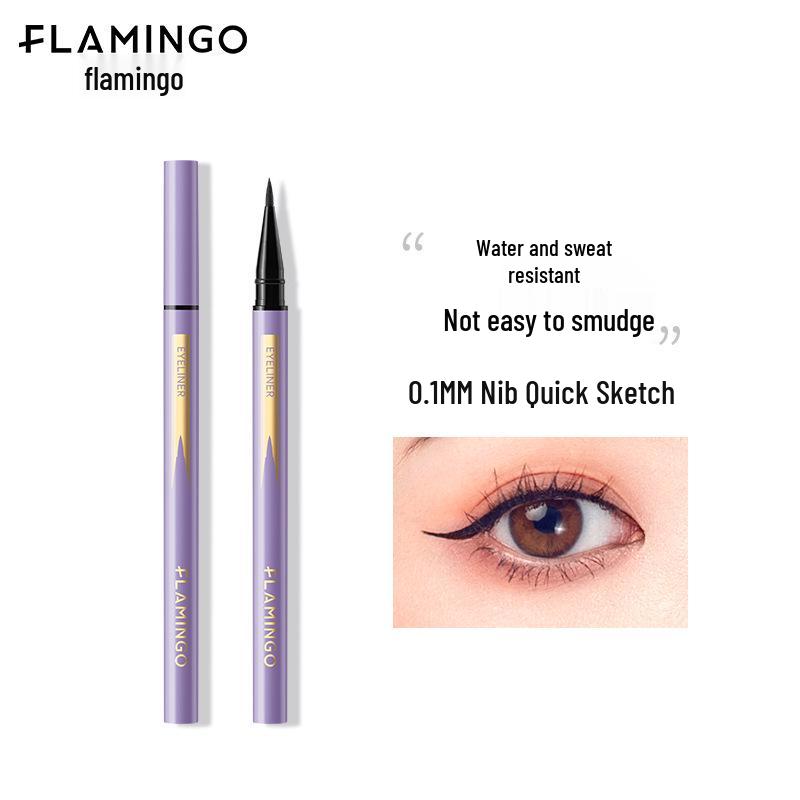 Flamingo Fine Essence Long-Lasting Sweat-Proof Eyeliner Pen - Black/Brown, Soft Tip