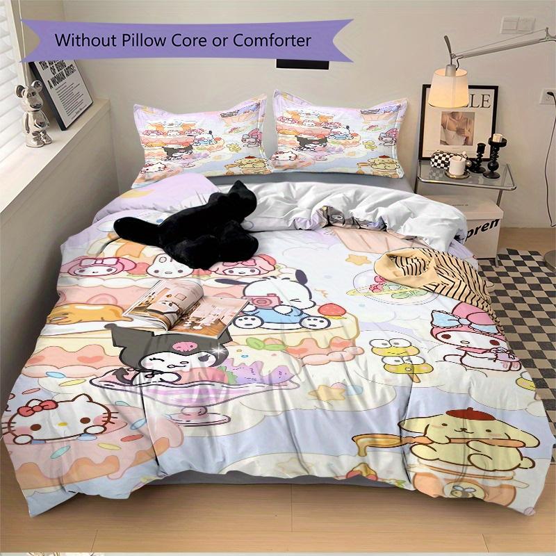 3pcs Ice Cream Shop POCHACCO Quilt Set - Soft and Comfortable Bedroom, Guest Room and Dorm Decor Bedding Set 1 Quilt Cover + 2 Pillowcases.W052