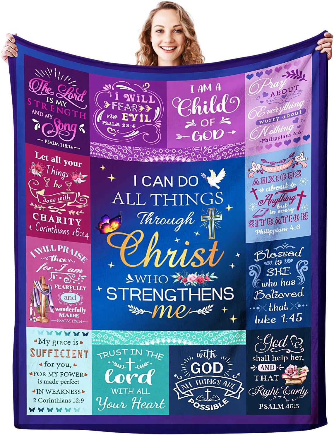 Christian Gifts for Women Blanket Religious Soft Warm Throw Blanket Religious Gifts for Women Christian Merch Inspirational Gift 130cm x 150cm