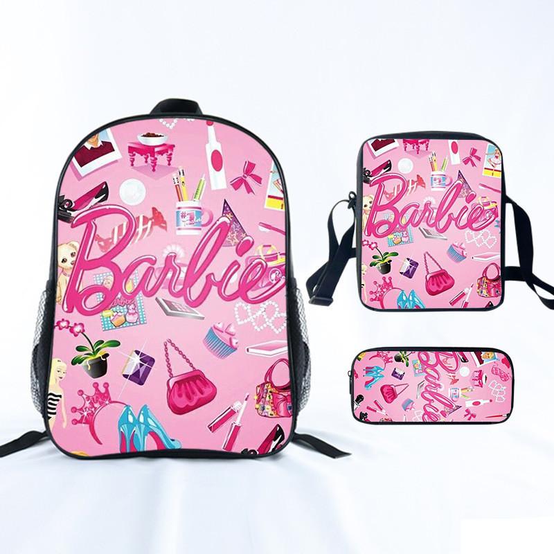 Barbie Princess School Bag Threepiece Set With Oxford Fabric For Girls Student Use