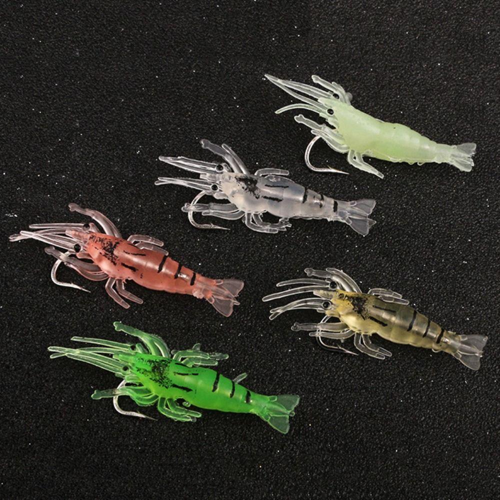 15pcs New PVC Shrimp Lures Multicolor Soft Fishing Lure with Sharp Hook Sea Worm