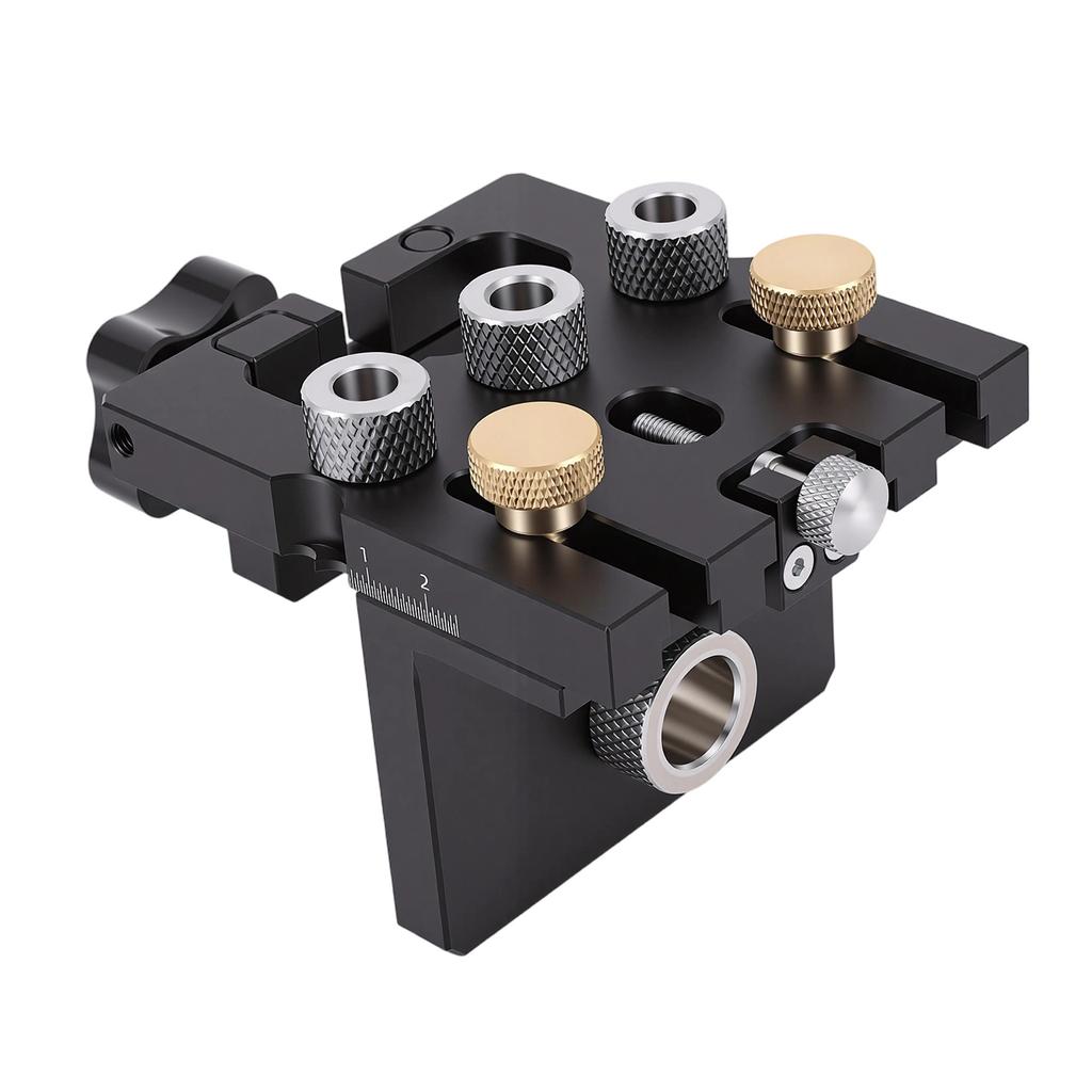 Adjustable Doweling Jig Self Centering Drill Guide Fixture with Bits and Drilling Bushings for Woodworking
