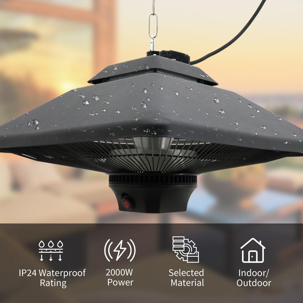 Hanging Electric Patio Heater with 2 Power Settings