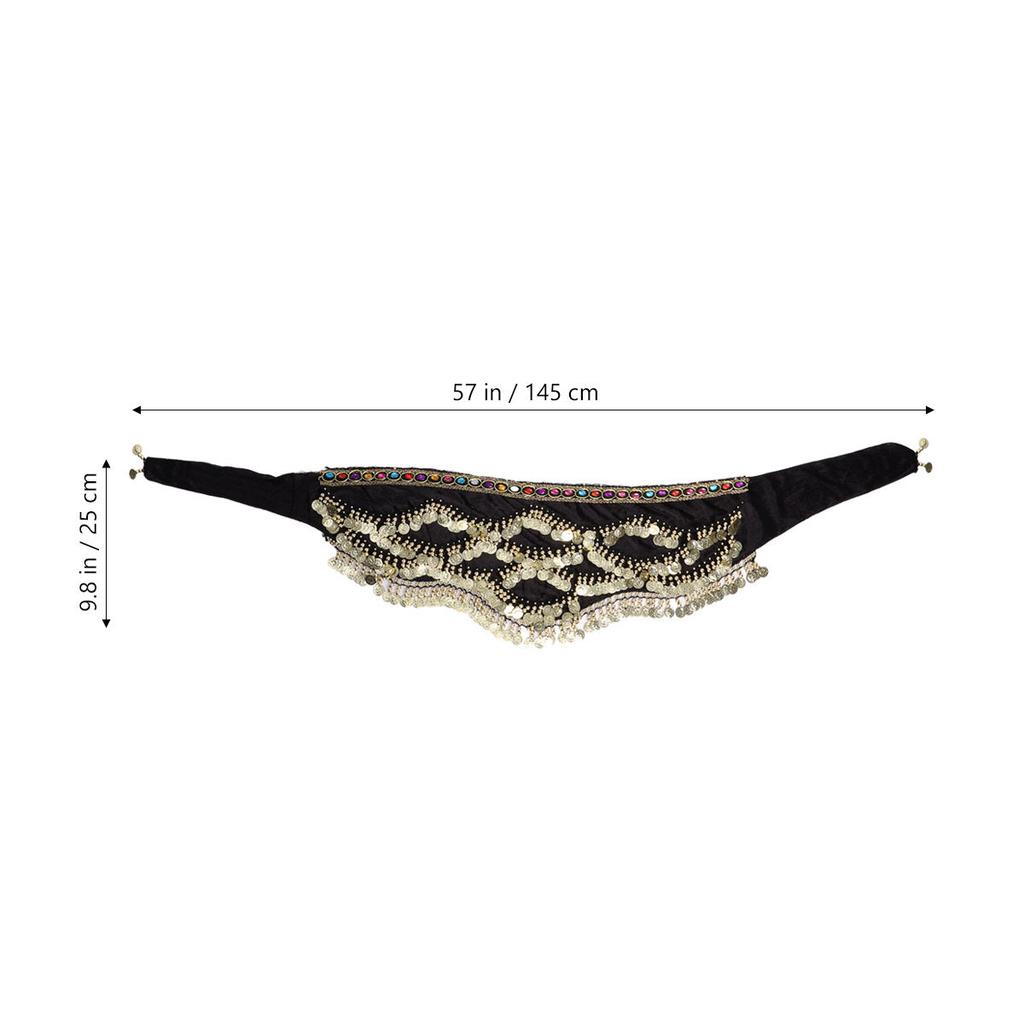 1Pcs India Belly Dance Hip Scarf Belt with Shimmering Coins Diamond Accents Lightweight Elegant Sheer Wrap for Women Dance Class