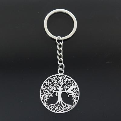 Moda quente paz mundo árvore 40x35mm pingente 30mm chaveiro corrente de metal cor prata masculino carro presente lembranças chaveiro