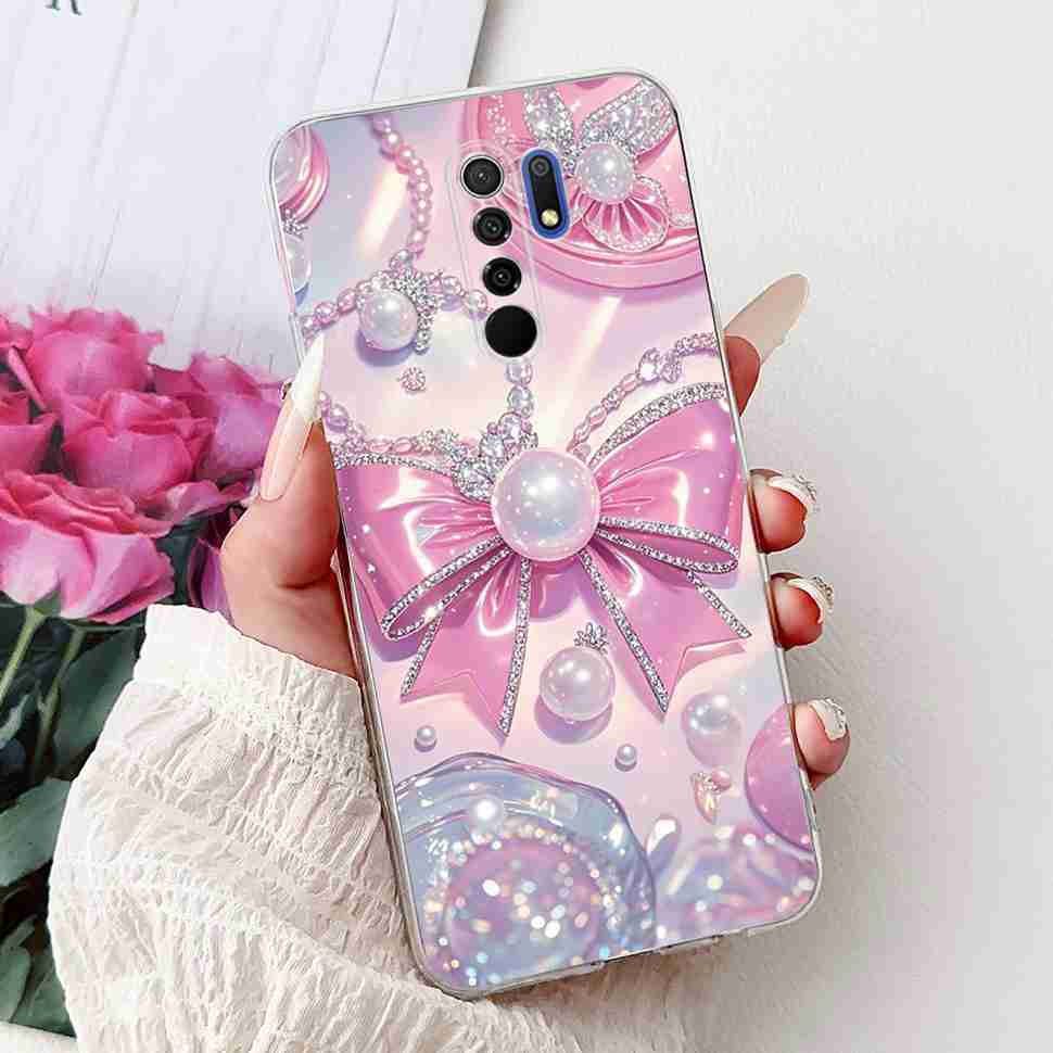 

For Xiaomi Redmi 9 9A Case M2004J19AG Luxury Pearl Flowers Soft Silicone TPU Cover For Redmi 9A M2006C3LG Phone Protective Case Redmi 9A