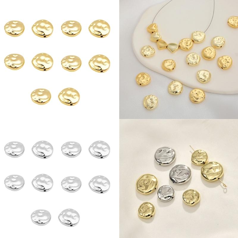 10pcs Irregular Spacer Beads for Jewelry Making DIYs Bracelet Necklace Gold Silver Color Flat Beads Separators Accessory