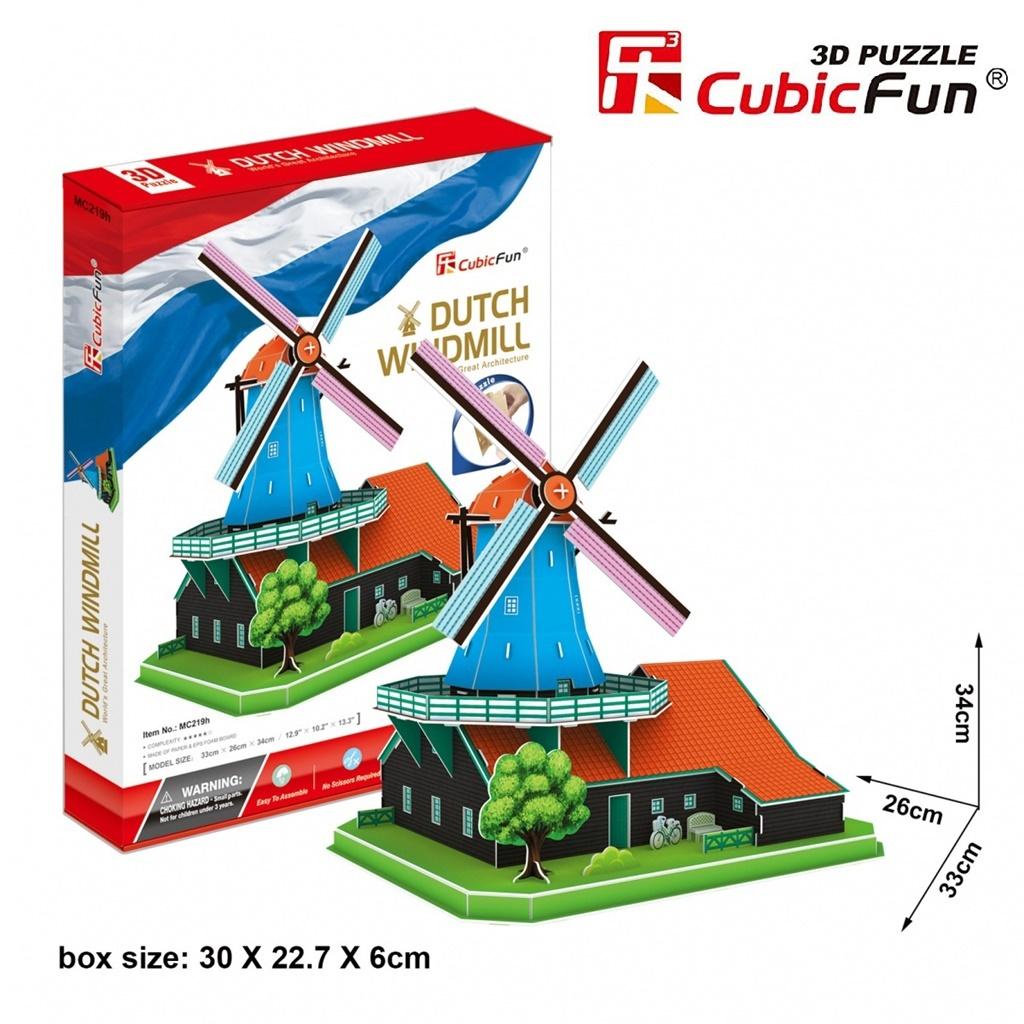 Cubic fun puzzle 3d wiatrak holenderski cubicfun 71 elementy mc219h 8+