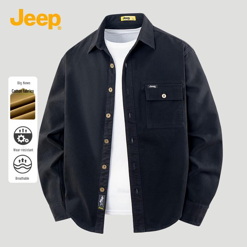 JEEP Men's Casual Loose Fit Long Sleeve Shirt