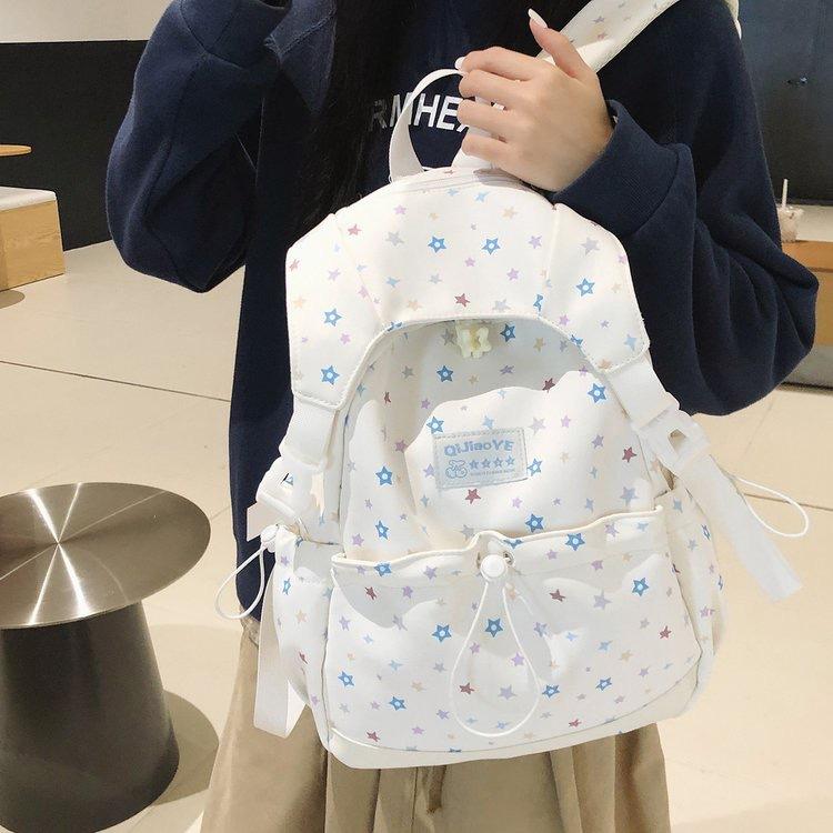 Schoolbag Korean version cartoon star printing backpack female niche design college style student schoolbag large capacity casual backpack