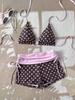 2026 Retro Polka Dot Striped Cross-Strap Bikini with Lace-Up Details