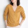 Women Long Sleeve V Neck Knitted Cardigan Solid Color Ribbed Trim Warm Sweater Coat Single Breasted