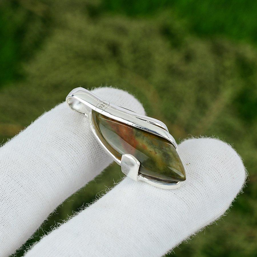 Sisters Day Sale Ocean Jasper Stone Bezel Pendant Jewelry 925 Sterling Silver