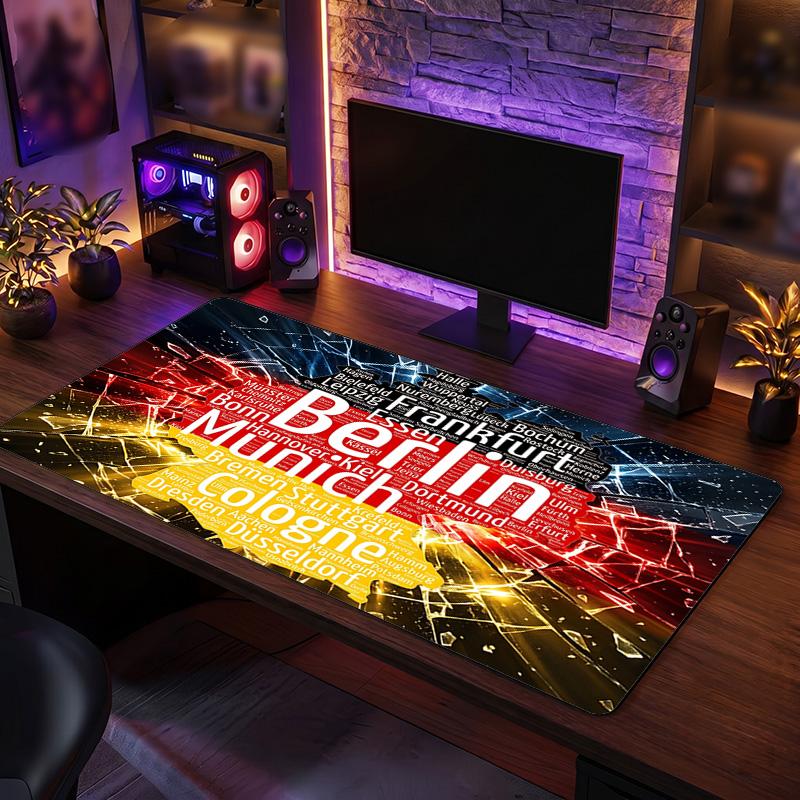 Germany Football Crest Mouse Pad, Extended Non Slip Rubber Desk Mat for Gaming Office Laptop Fan Gift