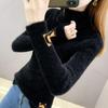 Turtleneck Jumpers Women Mink Fleece Letters Jacquard Knitting Bottoming Shirts Autumn and Winter Thick Large Size Sweaters