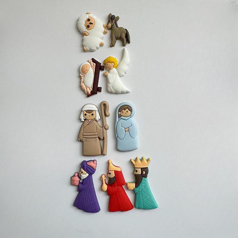 9 Stück/Set Jesus Kühlschrankmagnete DIY Zubehör Weihnachten Kühlschrankaufkleber PVC Dekorieren Sie Ihren Kühlschrank Oder Handyhülle Ohne Magnet