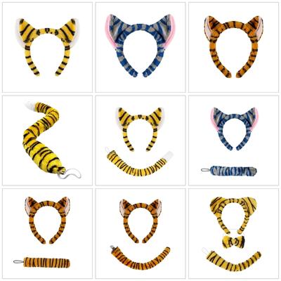 Animal Tigre Costumes Tigre Ears Headband Tail Bowtie Animal Fancy Costume Kits Halloween Cosplay Party Accessories