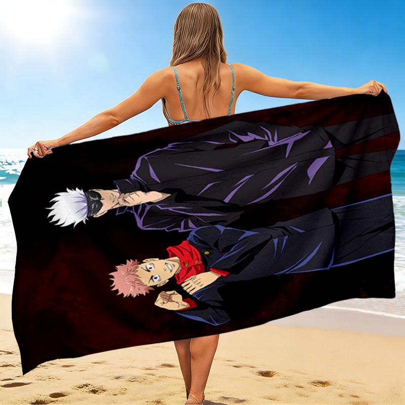 1Pc Jujutsu Kaisen Characters Beach Towel, Quick Dry, Multi-Use for Beach Pool Gym Yoga Home Travel, Christmas, Halloween, Xmas Gift M928156