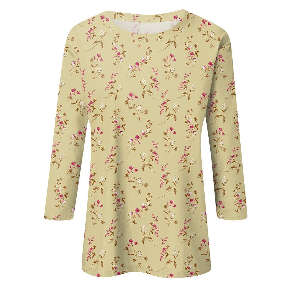 3/4-Ärmel-Shirts für Damen Print Grafik-T-Shirts Blusen Lässig Übergröße Basic Oberteile Pullover