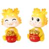 2pcs Zodiac Dragon Ornaments Resin Chinese New Year Dragon Figurines Hand Painting Shaking Dragon St