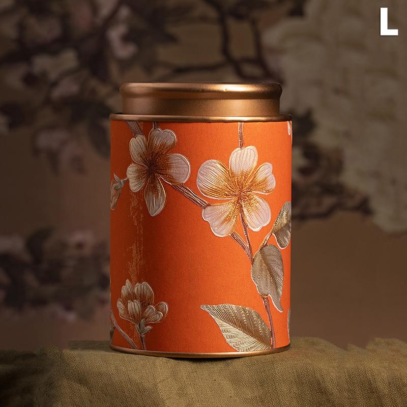 Kitchen Sealeds Canister Chinese Style Tea Box Convenient Exquisite Flower Prints Round Tea Tin Tea Storage Snacks Storage Box
