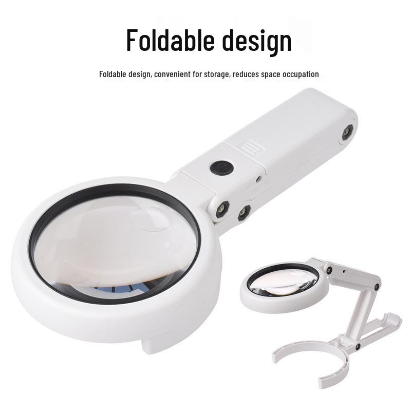 Foldable Handheld USB Plug-In Magnifier with 8 LED Lights for Reading - FS75RC