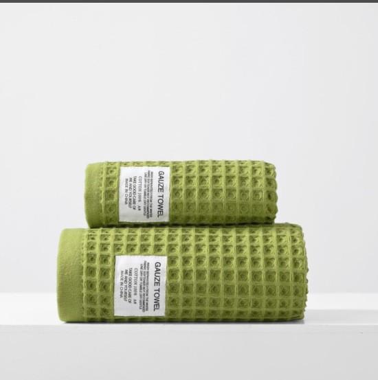 

Быстросохнущее вафельное банное полотенце из чистого хлопка, гребенной хлопок, сотовое полотенце, домашнее, без ворса, легко чистить (банное полотенце + полотенце для лица 2 шт.) 70x140 bath towel + face бежевый