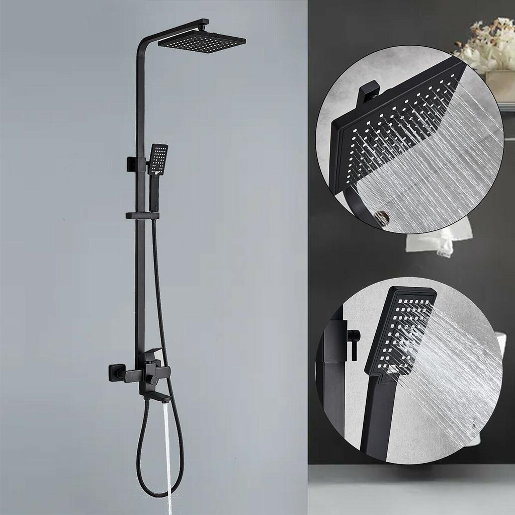 Black/Silver Bathroom Faucet Chrome/Black Rain Shower Head Bath Faucet Shower Set Mixer Wall Mounted Bathtub Shower Mixer Tap Shower Faucet